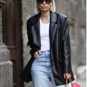 Rebecca Minkoff Black Faux Leather Blazer